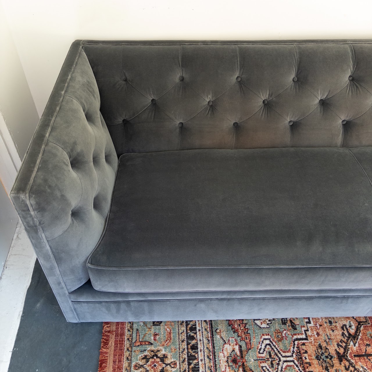 Room and Board Macalester Velvet Tuxedo Sofa