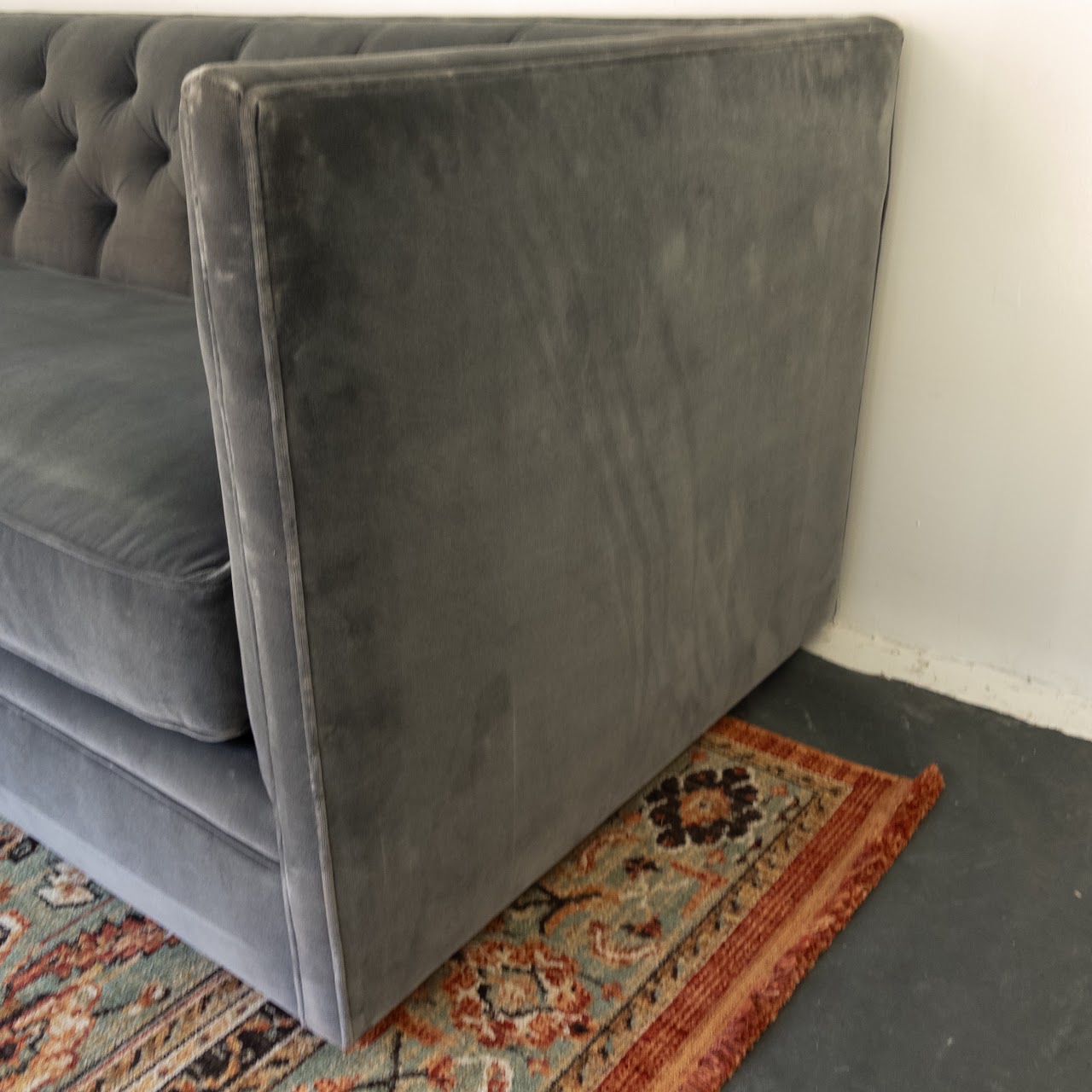 Room and Board Macalester Velvet Tuxedo Sofa