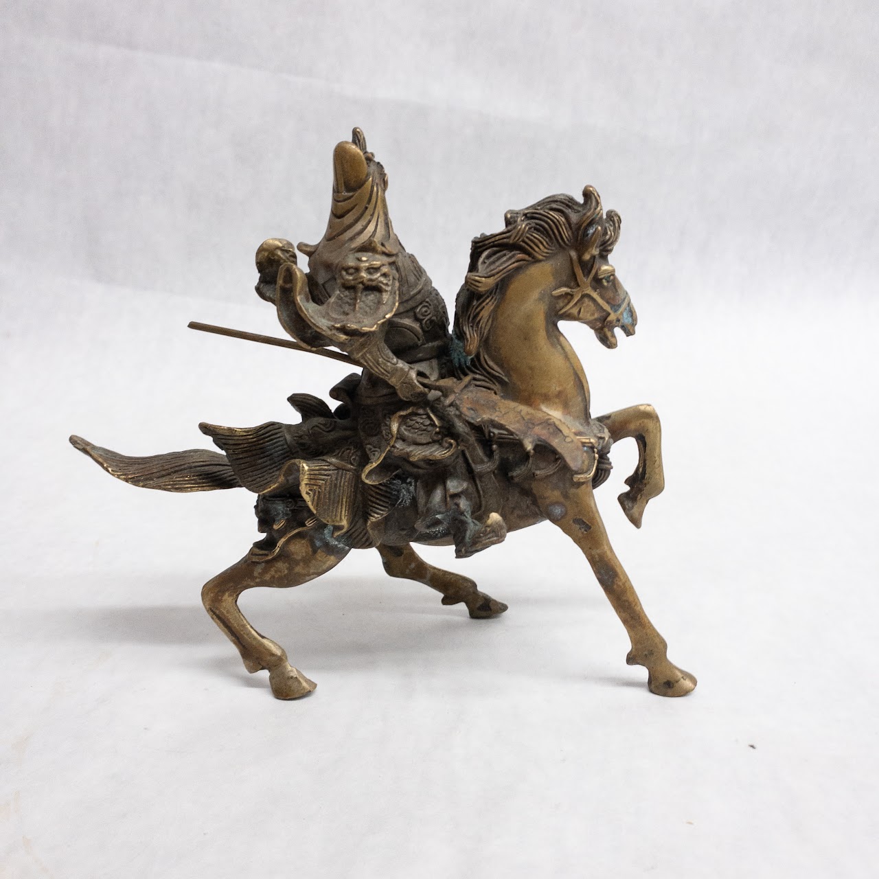 General Guan Yu with Horse Chinese Bronze Statue