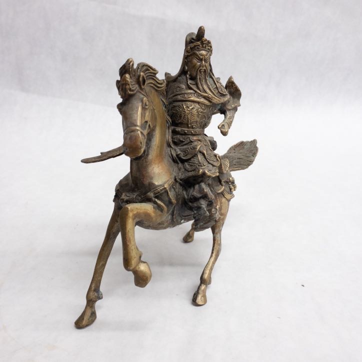 General Guan Yu with Horse Chinese Bronze Statue