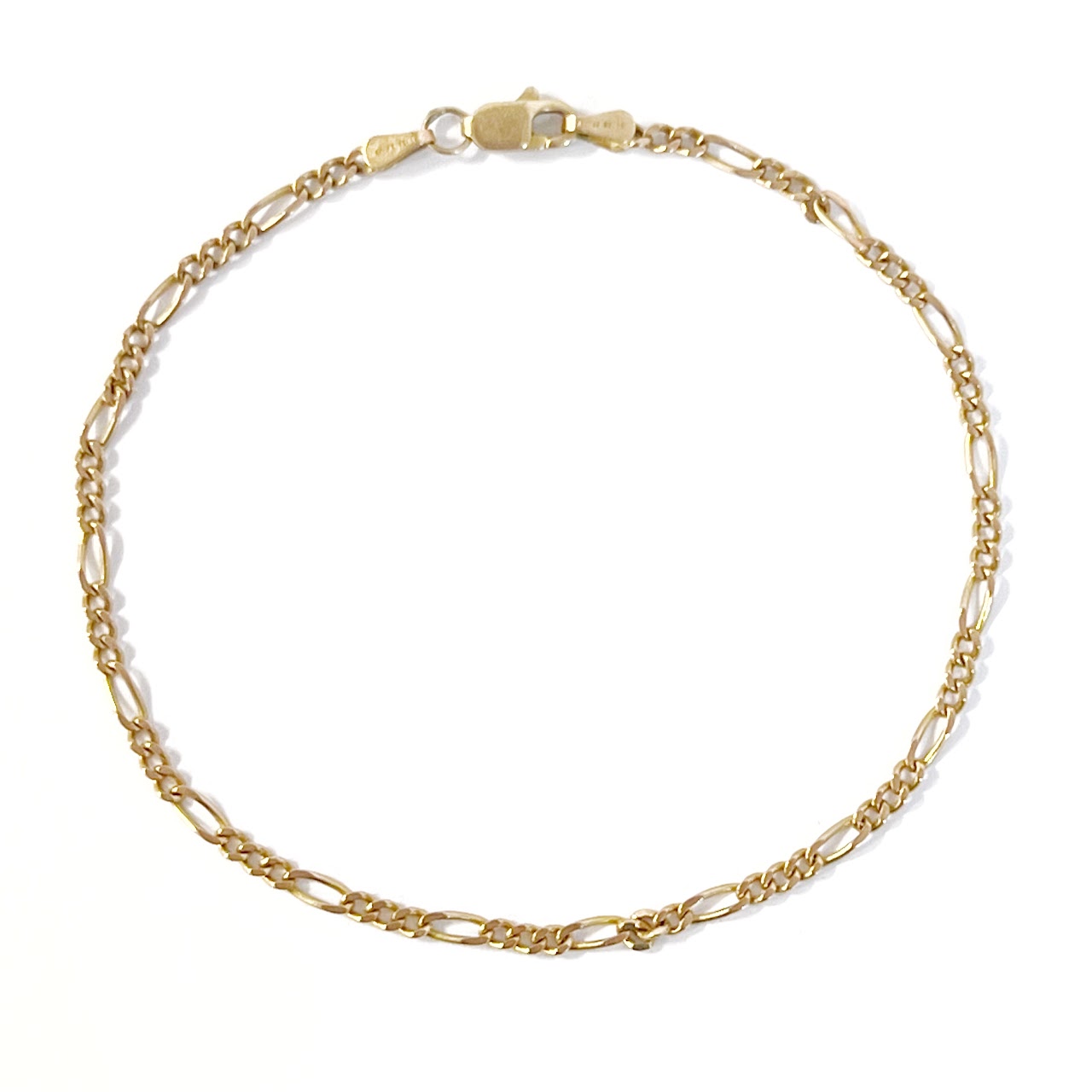 14K Gold Italian Figaro Chain Bracelet