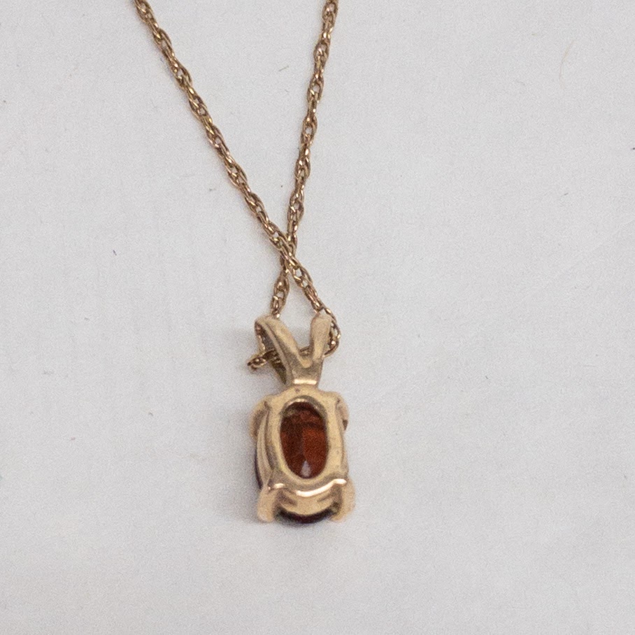 14K Gold and Red Stone Pendant Necklace