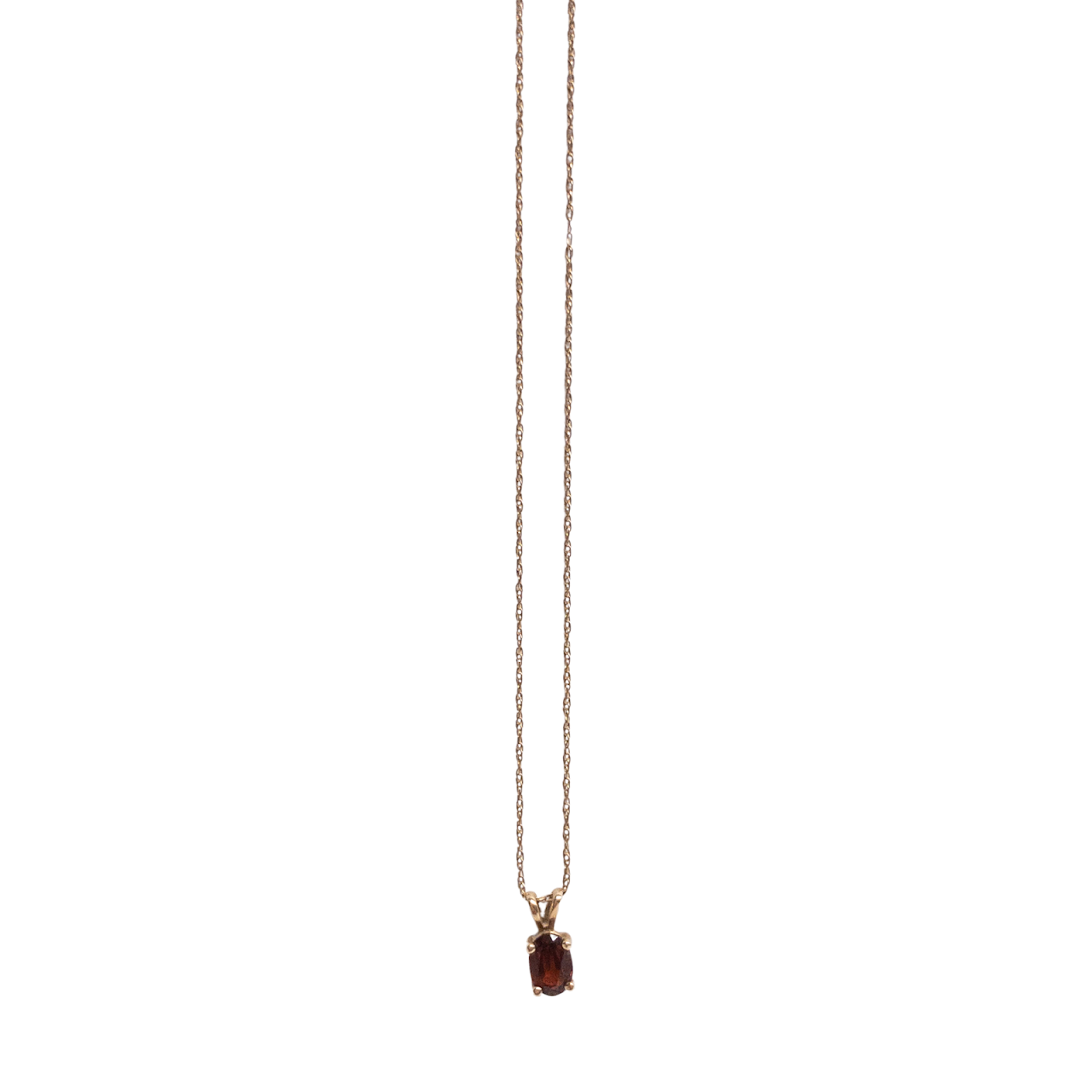 14K Gold and Red Stone Pendant Necklace