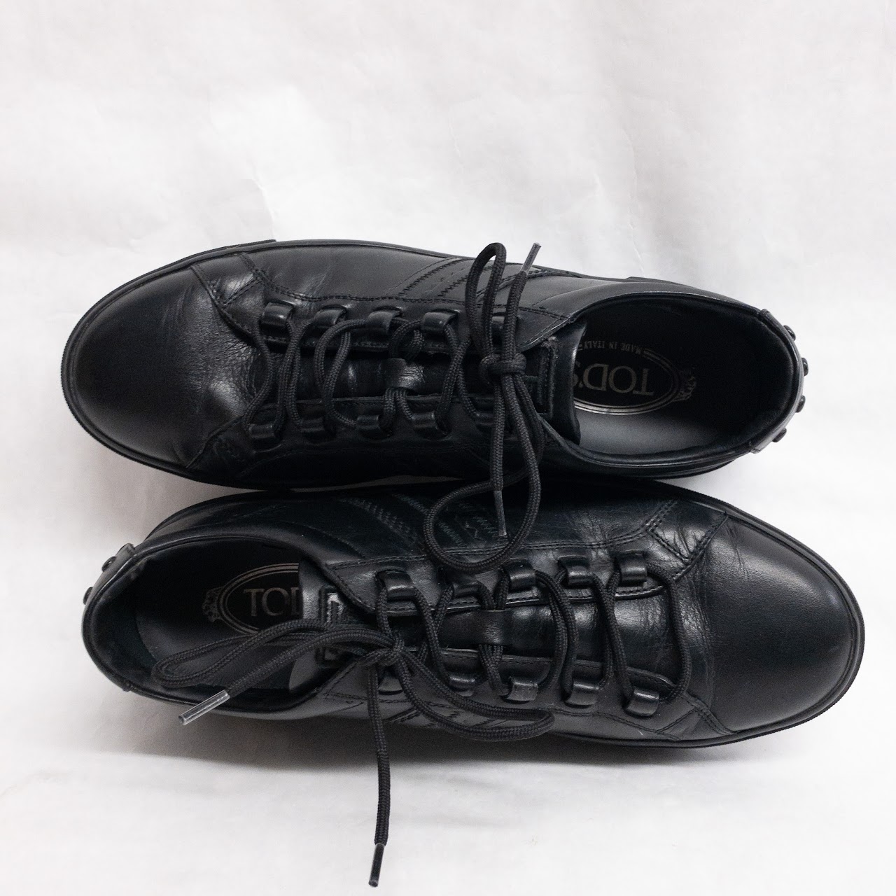 Tod's Black Leather Lace Up Sneakers