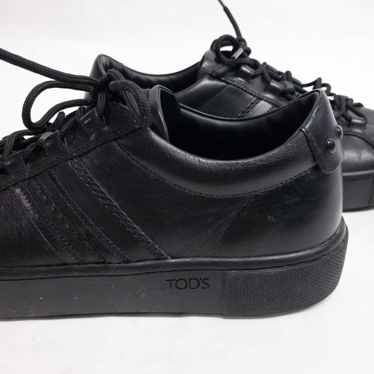 Tod's Black Leather Lace Up Sneakers