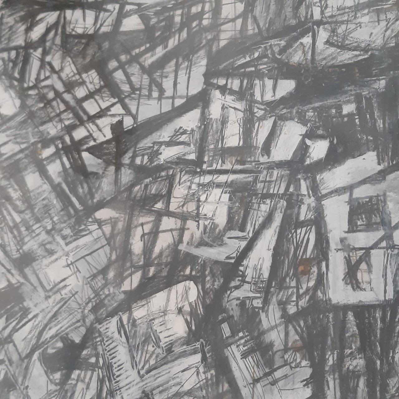 Black & White Abstract Mixed Media Painting