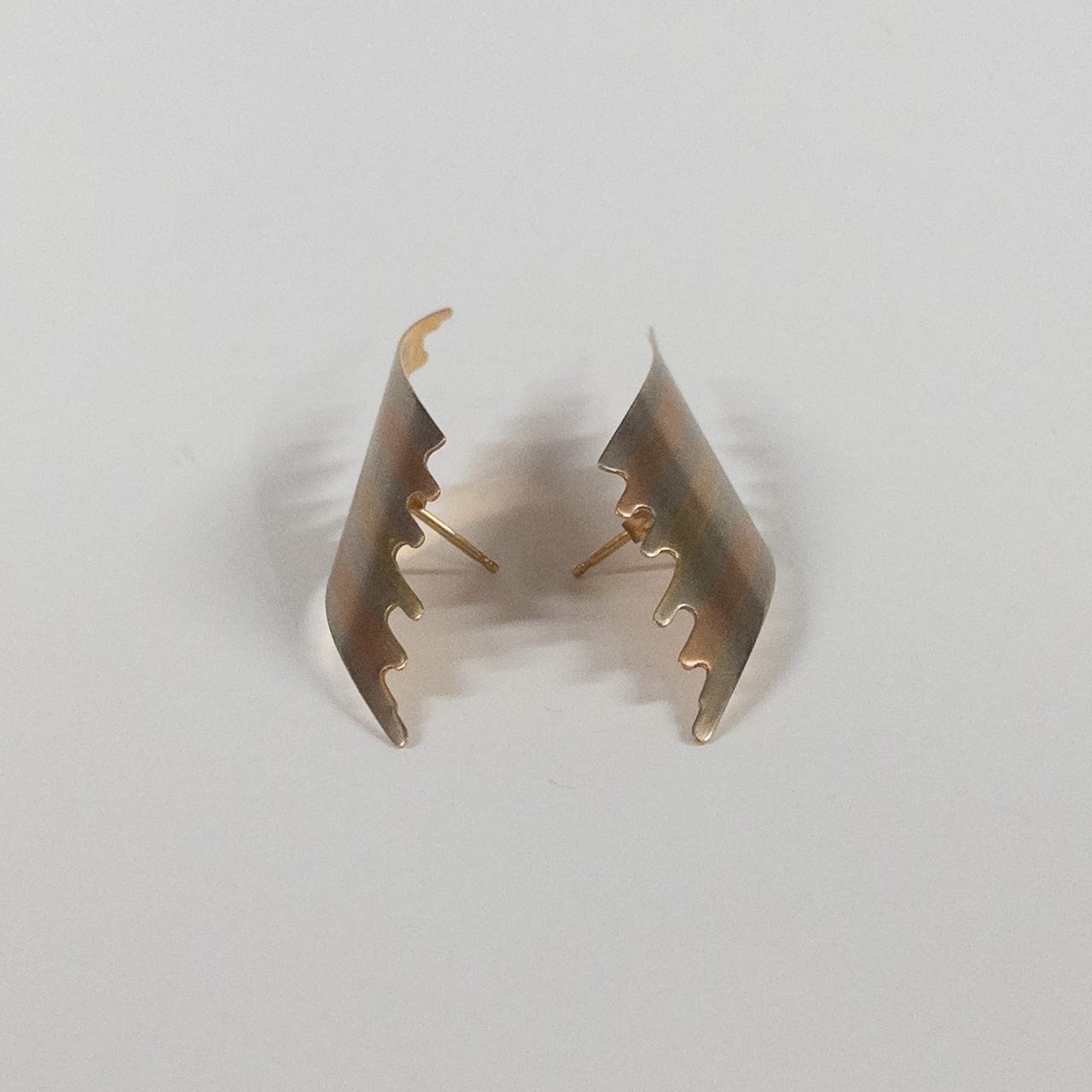 14K Gold Tri-Color Earrings