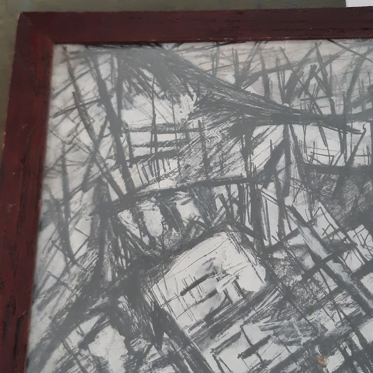 Black & White Abstract Mixed Media Painting