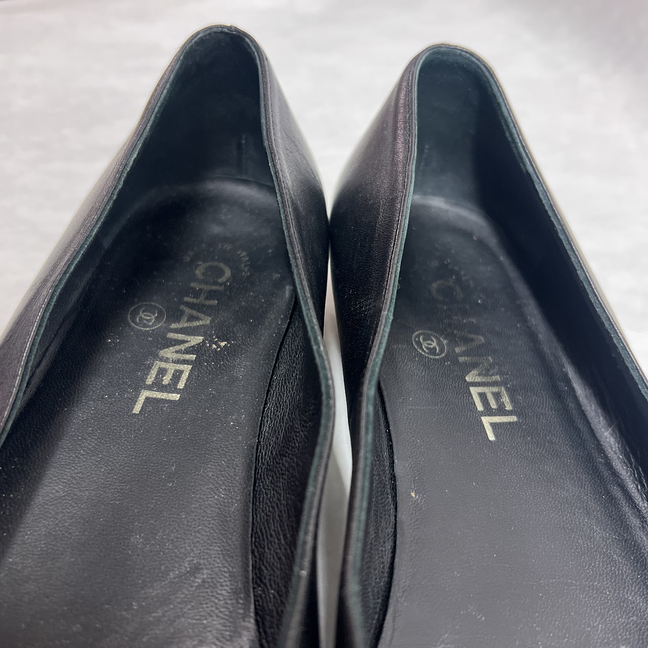 Chanel Black and Tan Cap Toe Ballet Flats