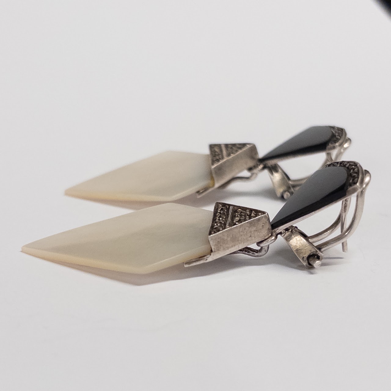 Sterling Silver and Mother of Pearl Dangle Earrings