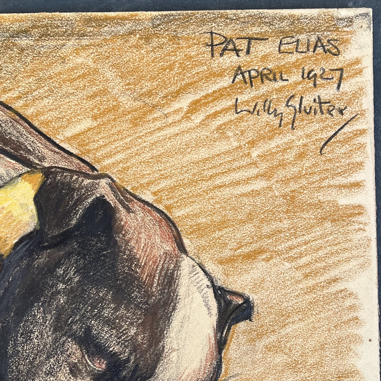 Willy Sluiter 'Uncle Pat' Signed Pastel Dog Portrait Drawing, 1927