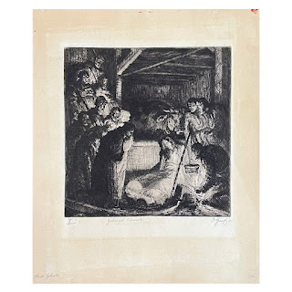 Early 20th C. Signed Nativity Scene Etching