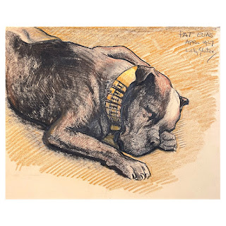 Willy Sluiter 'Uncle Pat' Signed Pastel Dog Portrait Drawing, 1927