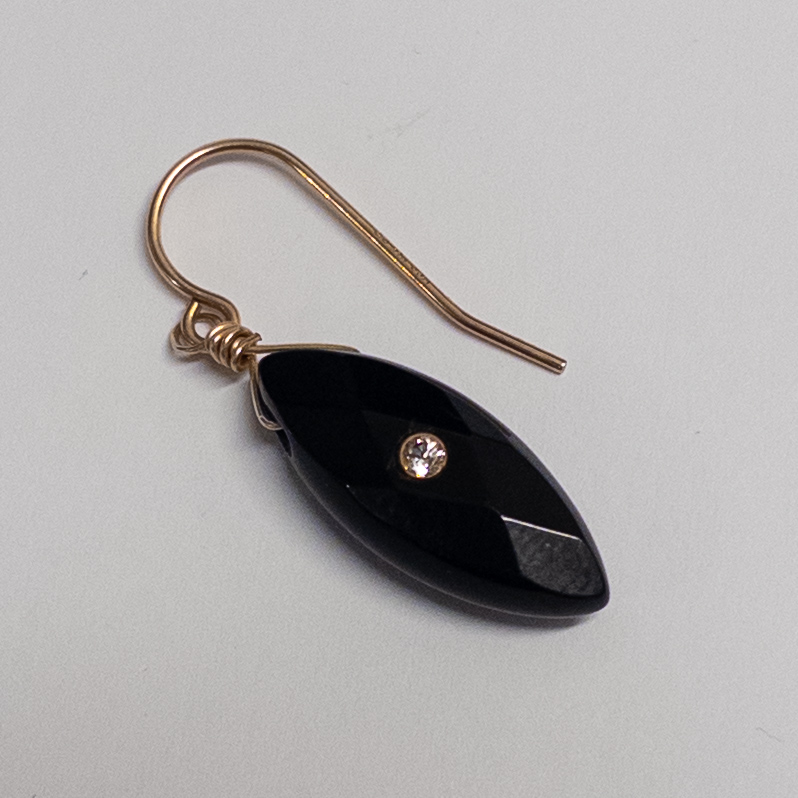 14K Gold and Onyx Teardrop Earrings