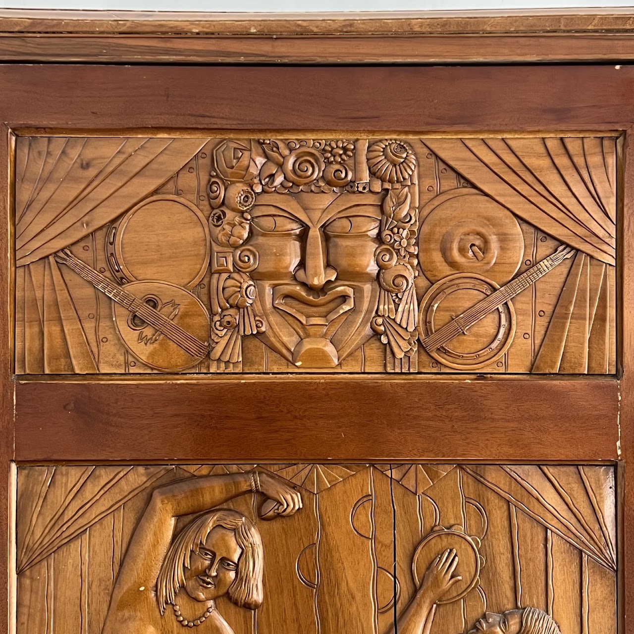 Art Deco Relief Carved Cabinet