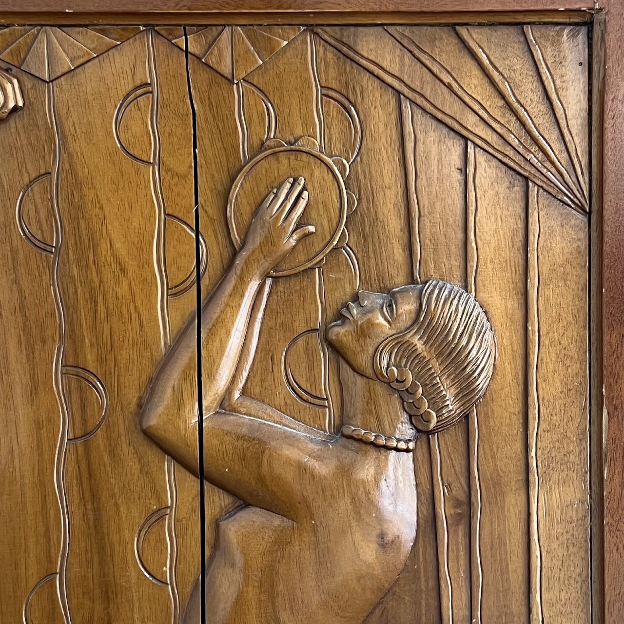 Art Deco Relief Carved Cabinet