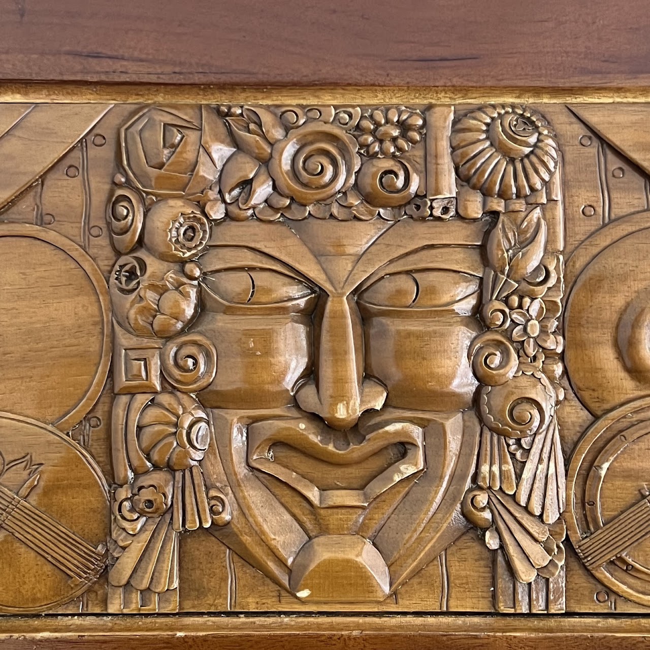 Art Deco Relief Carved Cabinet