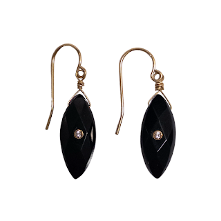 14K Gold and Onyx Teardrop Earrings