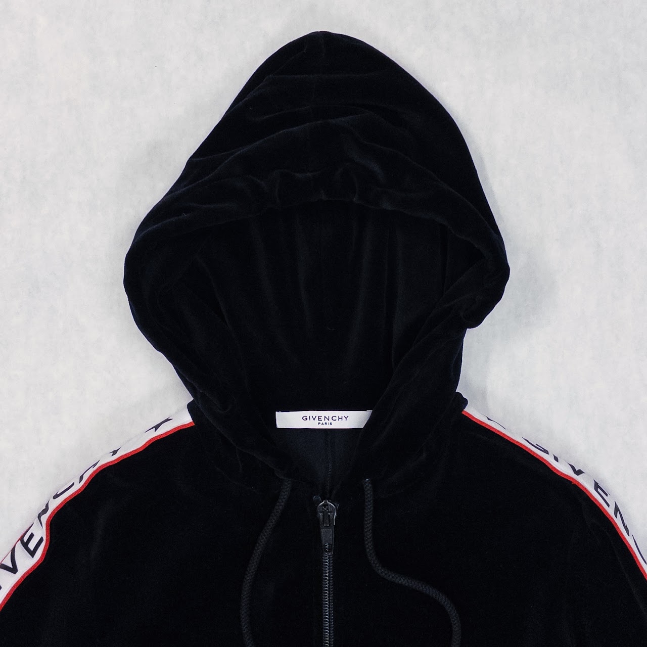 Givenchy Velvet Logo Zip Up Hoody