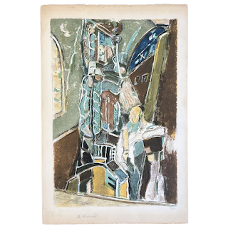 Michel Kikoïne 'In the Synagogue' Signed Lithograph