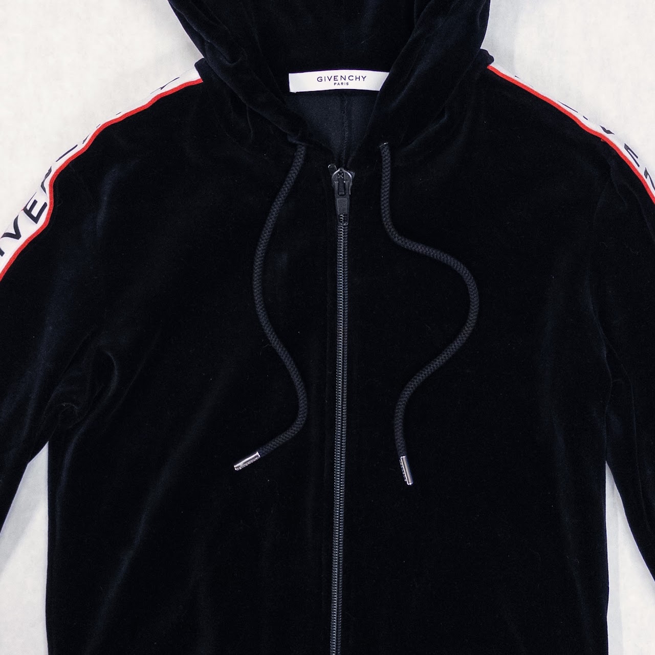 Givenchy Velvet Logo Zip Up Hoody