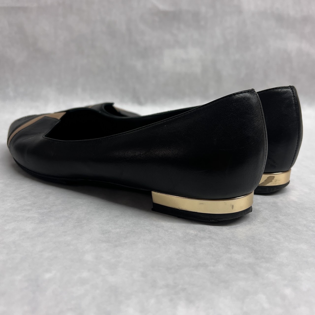 Chanel Black and Tan Cap Toe Ballet Flats