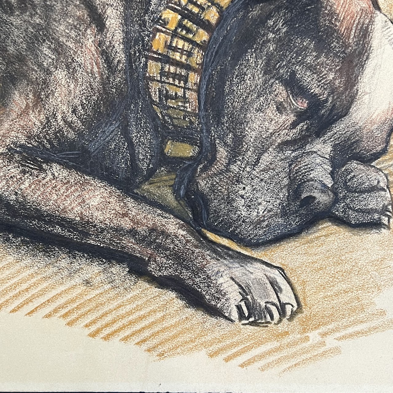 Willy Sluiter 'Uncle Pat' Signed Pastel Dog Portrait Drawing, 1927