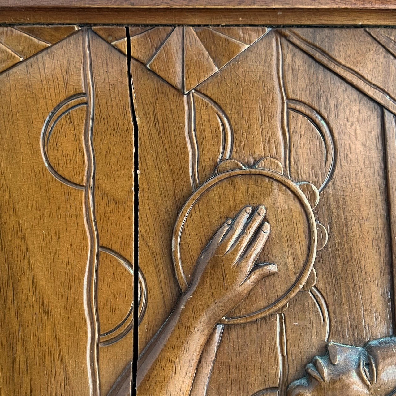 Art Deco Relief Carved Cabinet