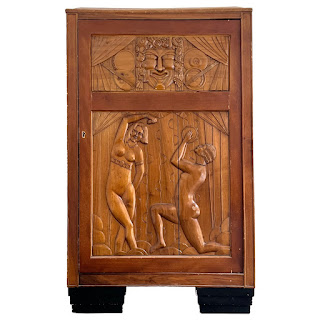 Art Deco Relief Carved Cabinet