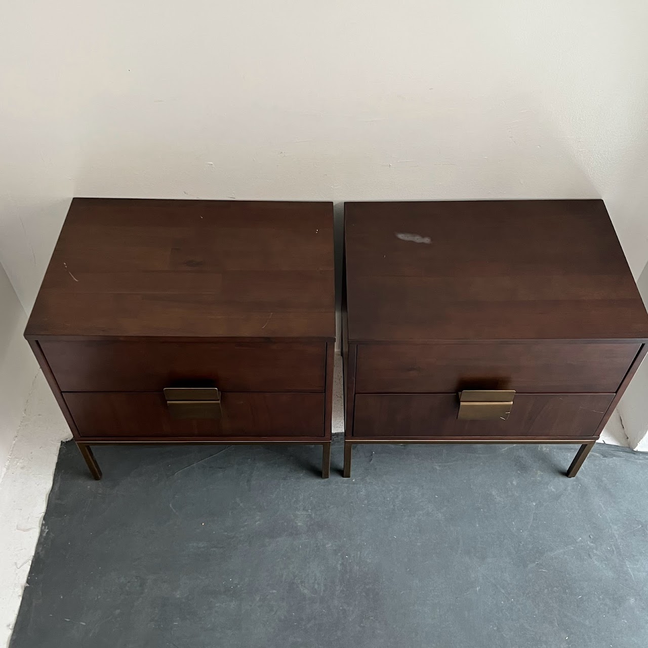 Contemporary Two Drawer Nightstand Pair