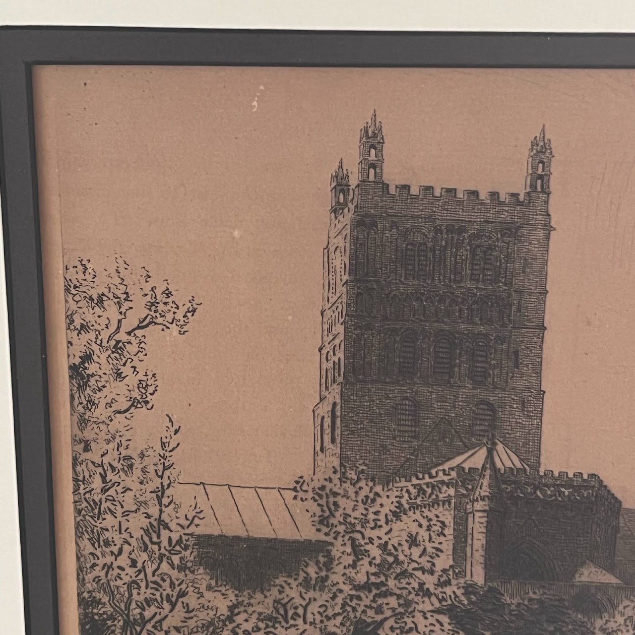 Tewkesbury Abbey Antique Etching