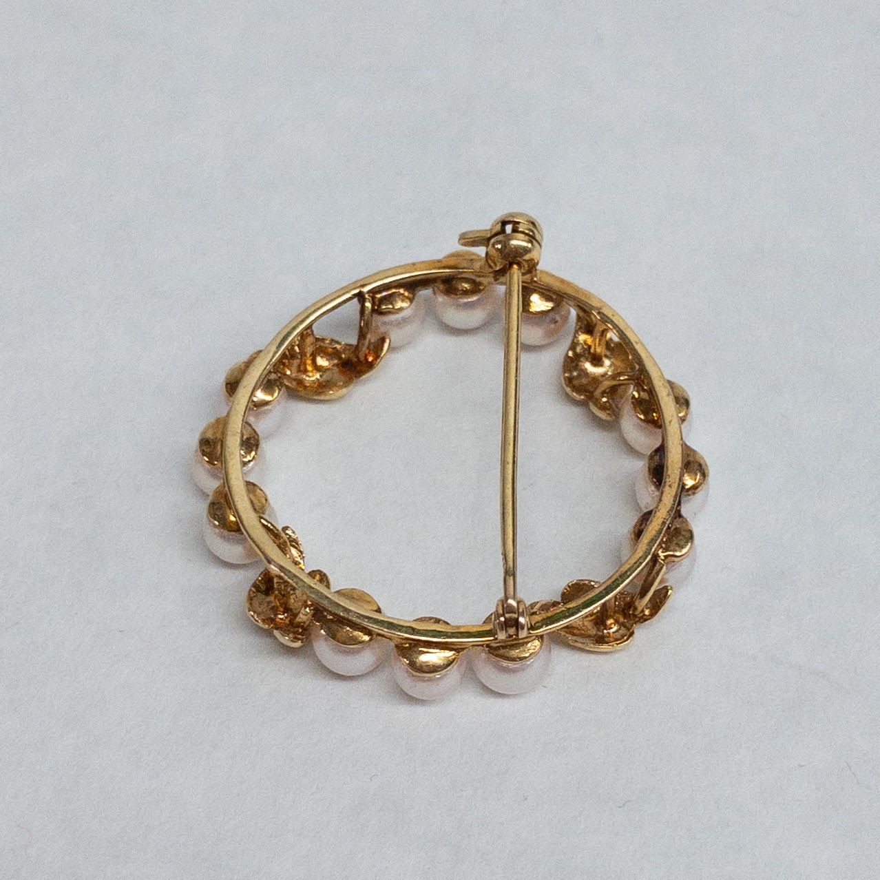 18K Gold and Pearl Circular Brooch