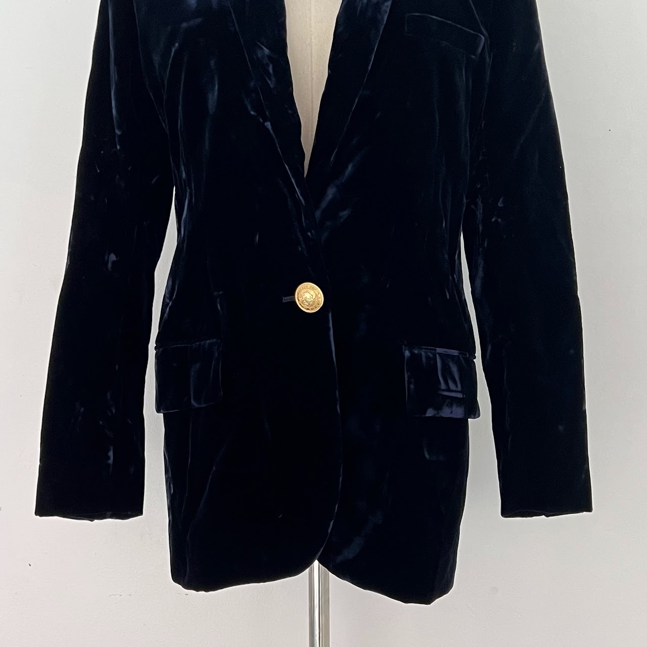 Balmain Dark Blue Velvet Blazer