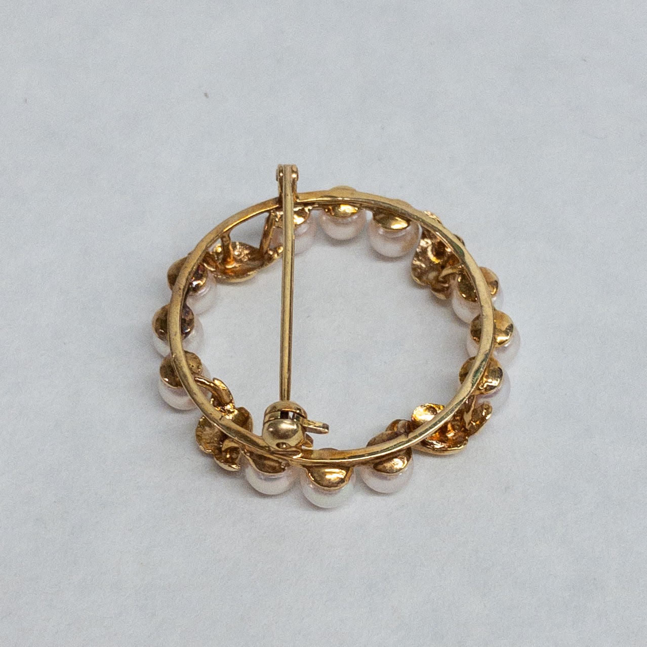 18K Gold and Pearl Circular Brooch