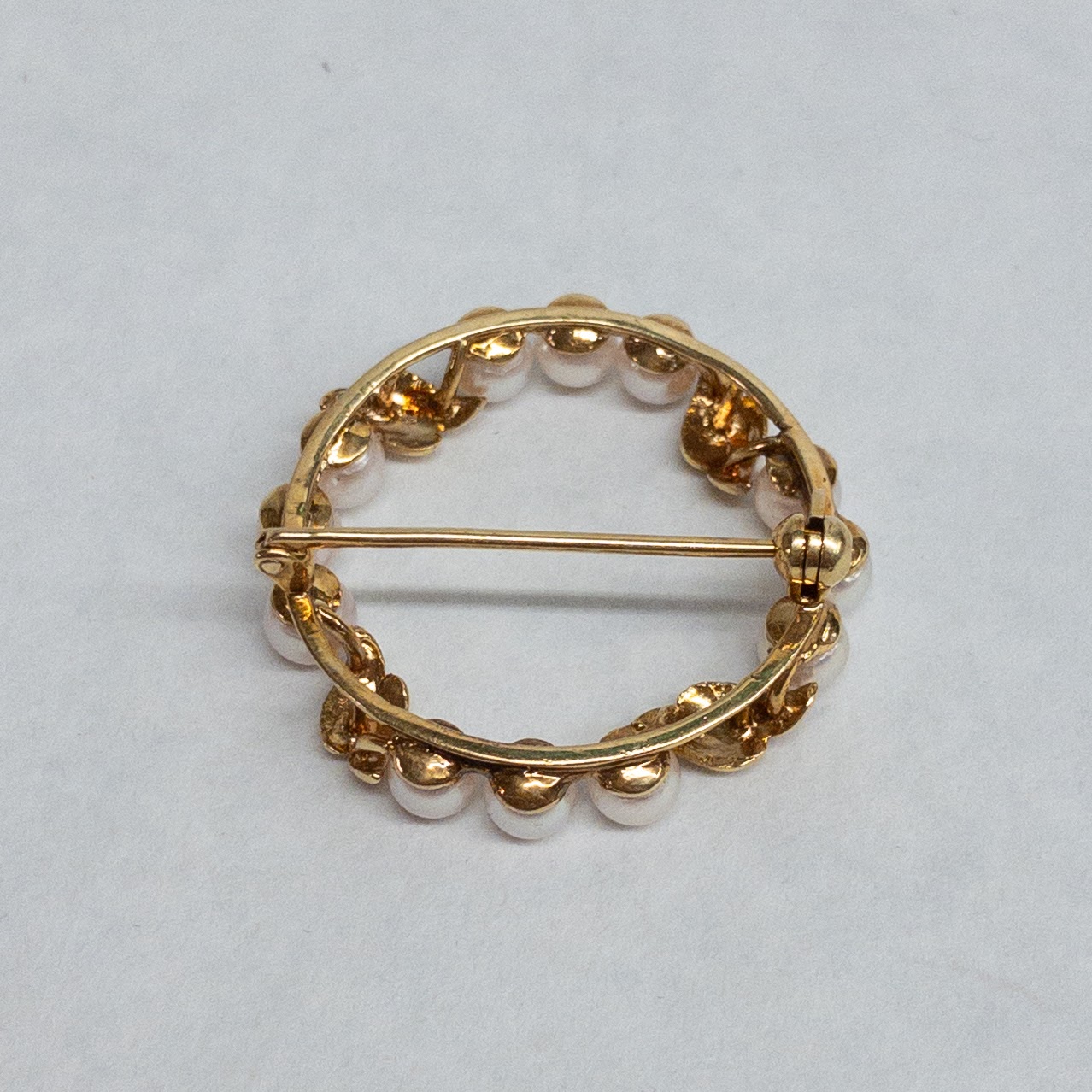 18K Gold and Pearl Circular Brooch