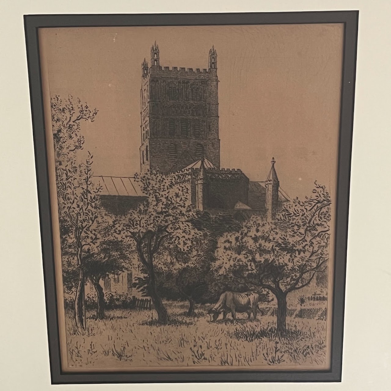 Tewkesbury Abbey Antique Etching