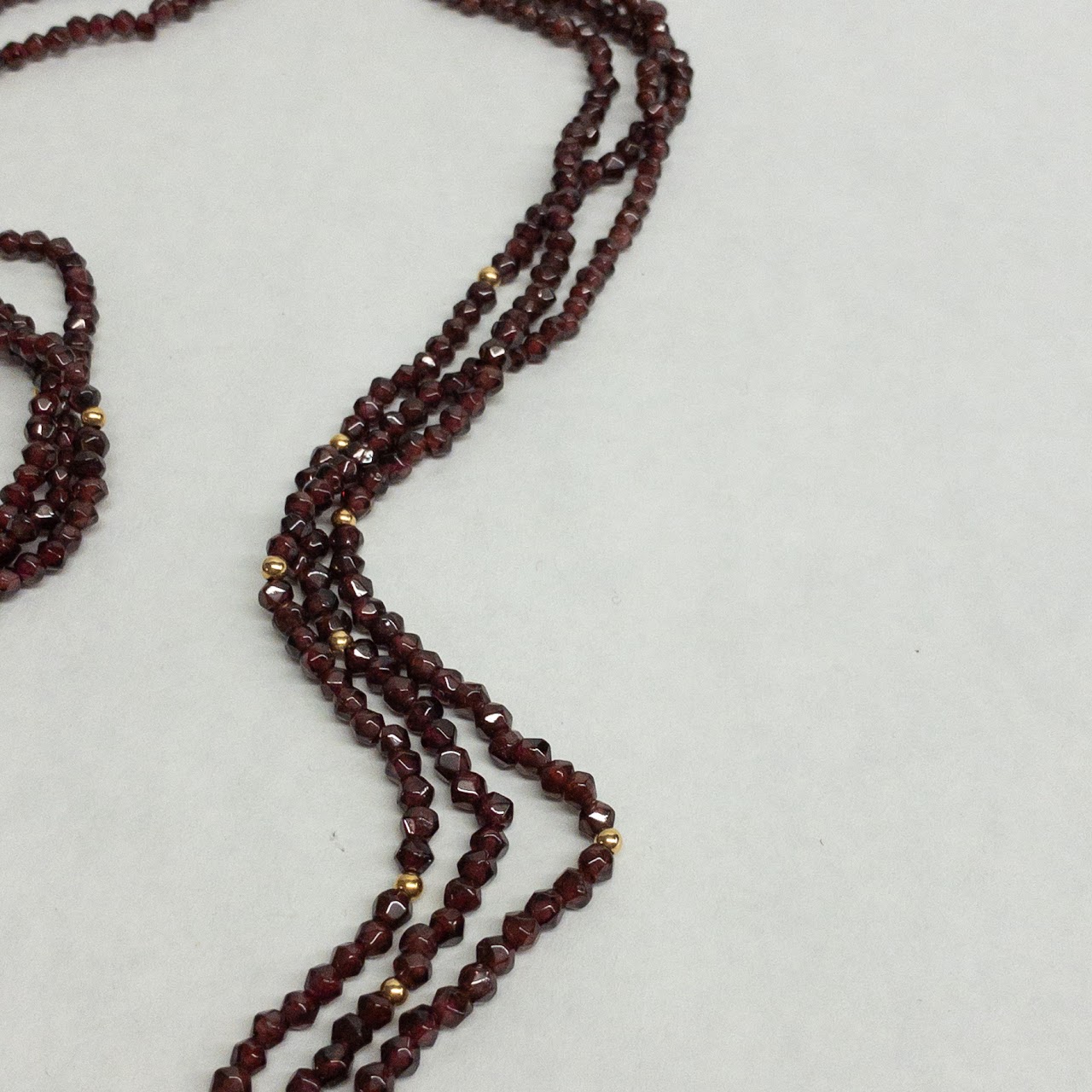 Garnet and 14K Gold Triple Strand Necklace