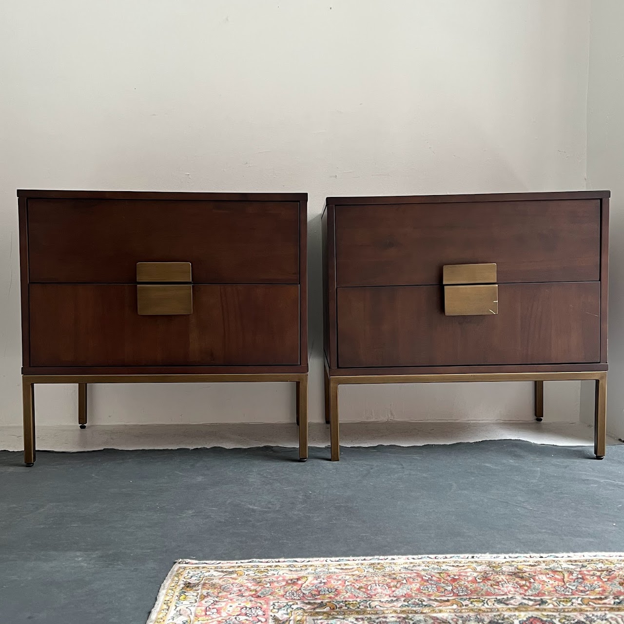 Contemporary Two Drawer Nightstand Pair