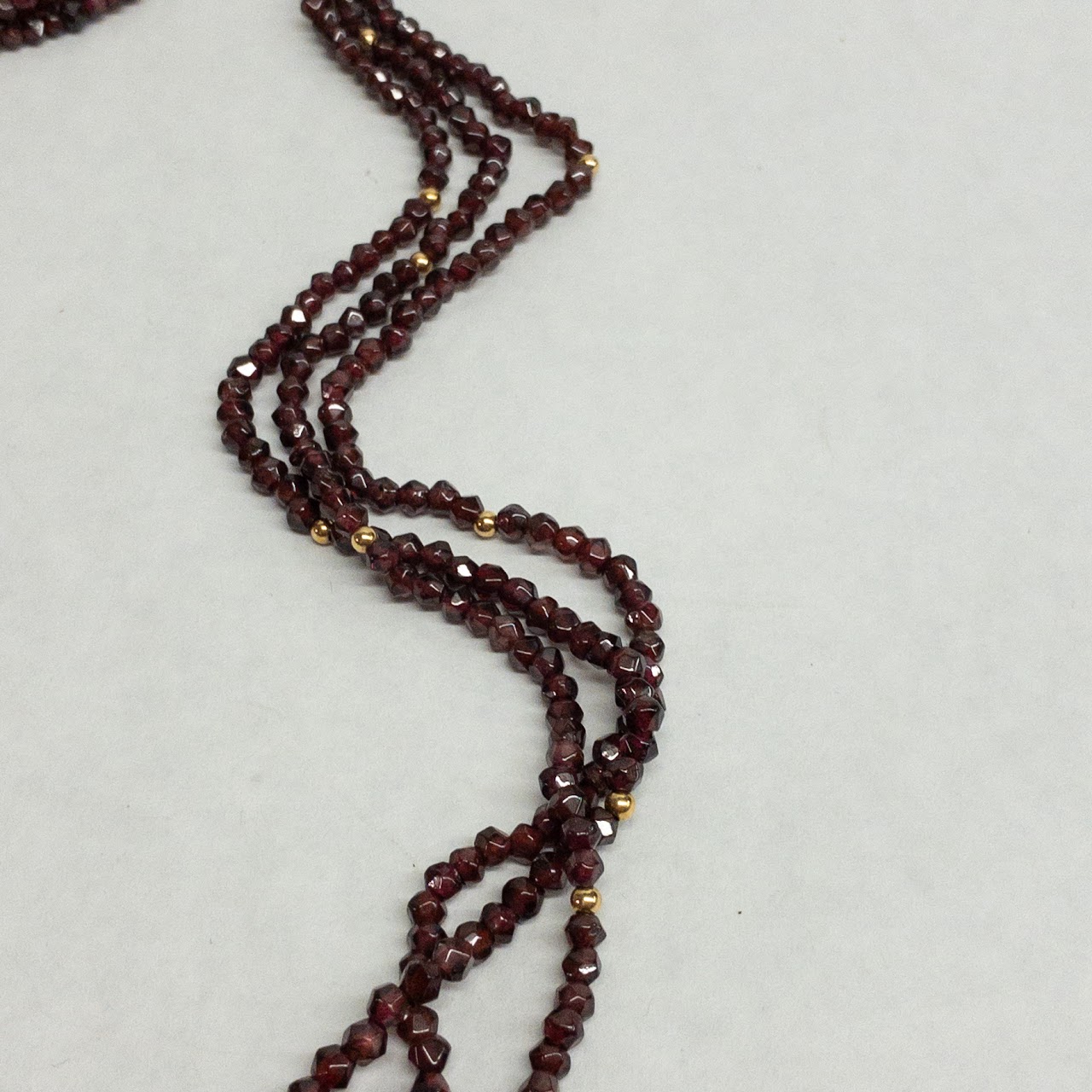 Garnet and 14K Gold Triple Strand Necklace