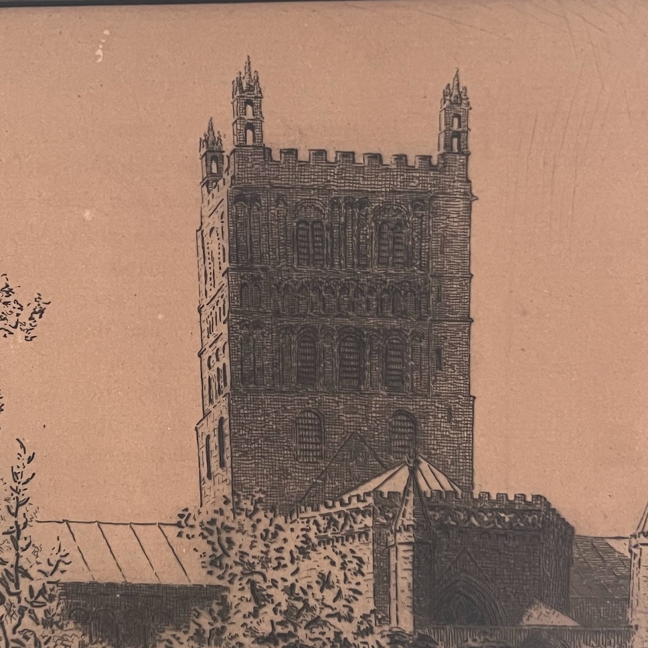 Tewkesbury Abbey Antique Etching