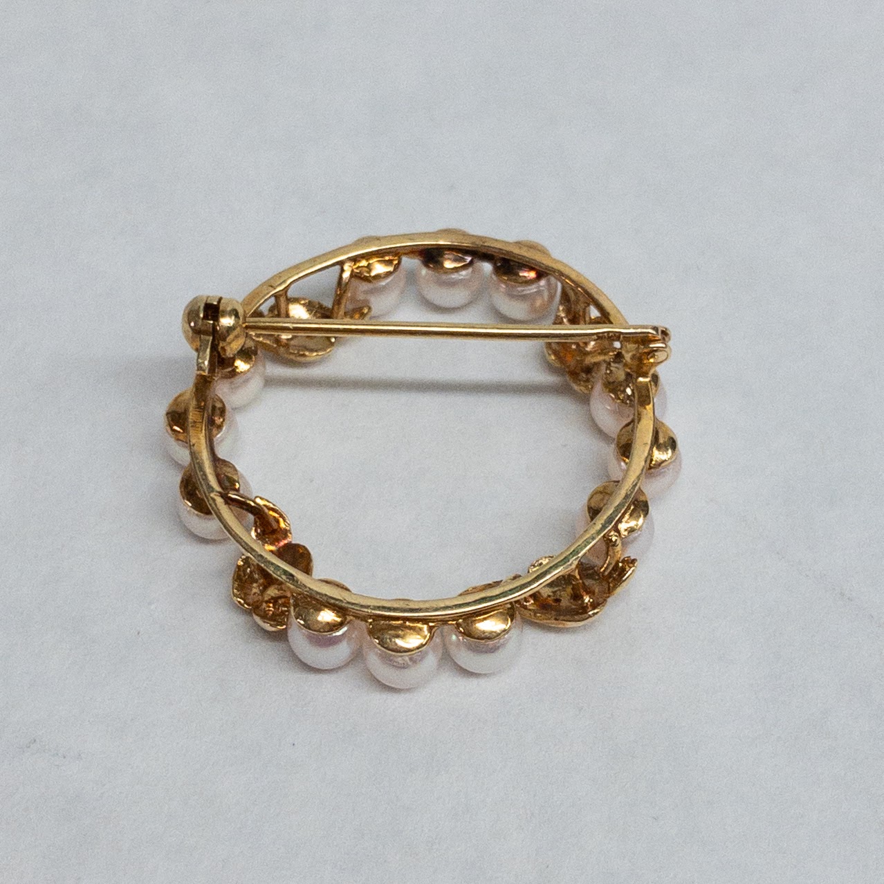 18K Gold and Pearl Circular Brooch