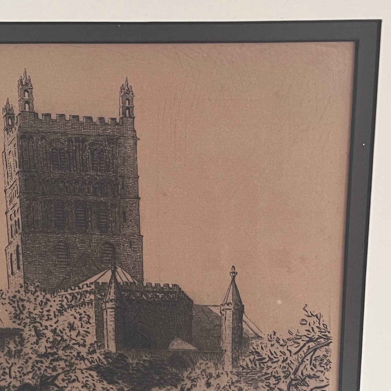 Tewkesbury Abbey Antique Etching