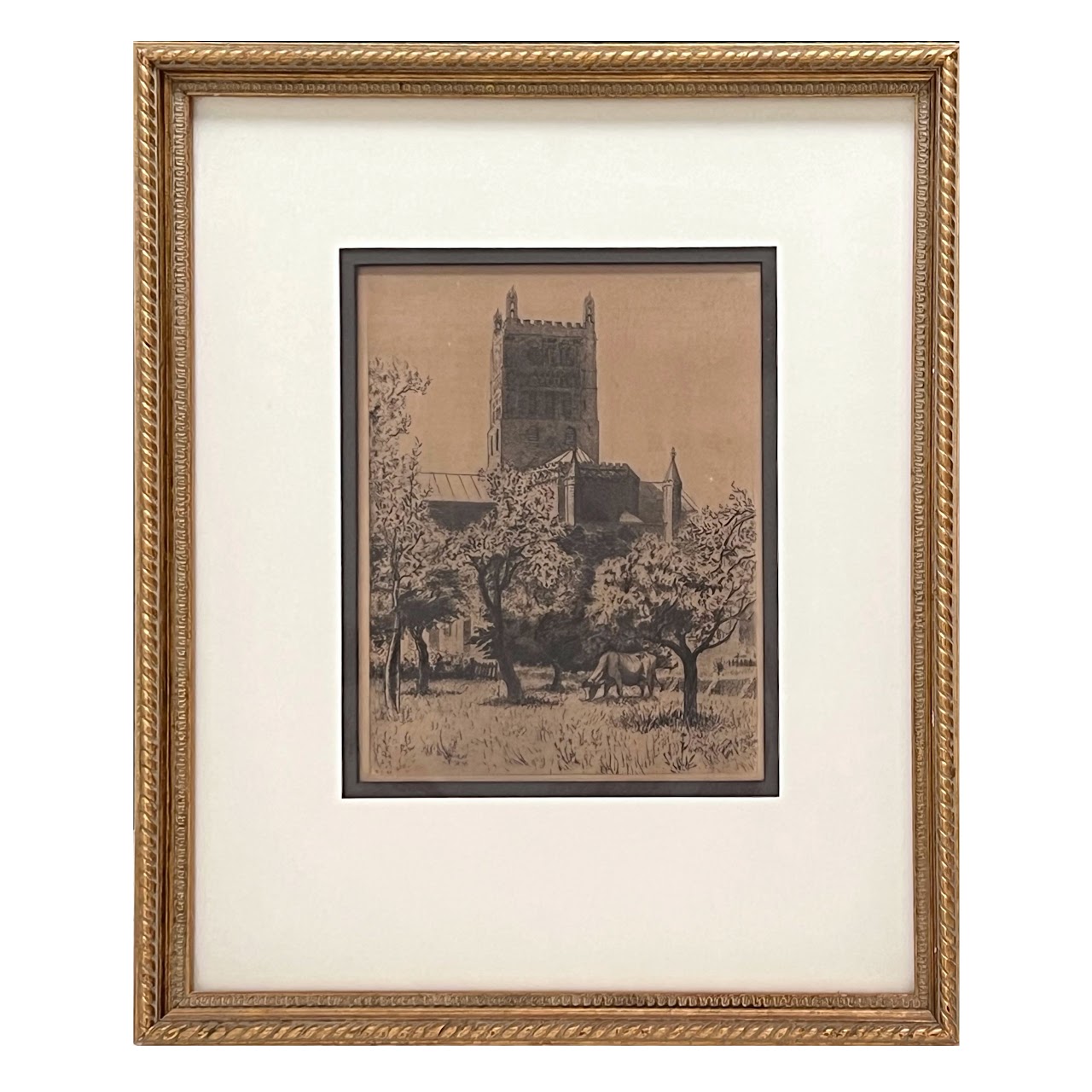 Tewkesbury Abbey Antique Etching