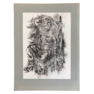 Lewis Teague Signed Charcoal 'Suzy of the Plaza' Drawing