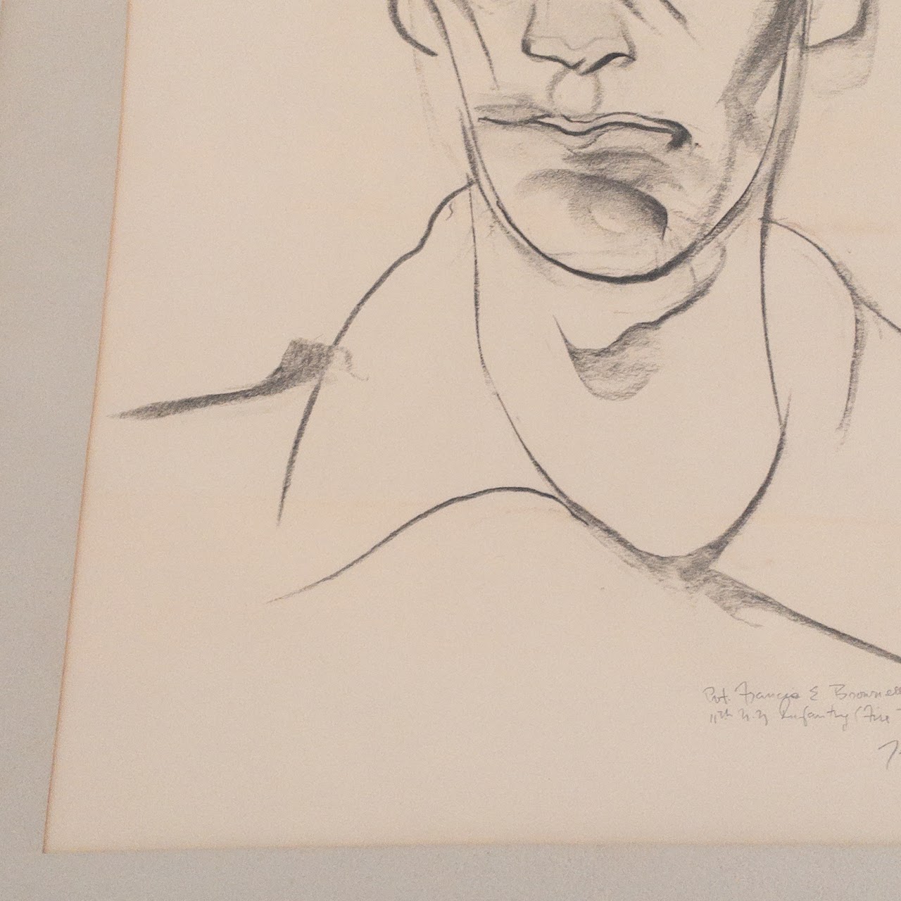 Lewis Teague Signed Charcoal Portrait Drawing