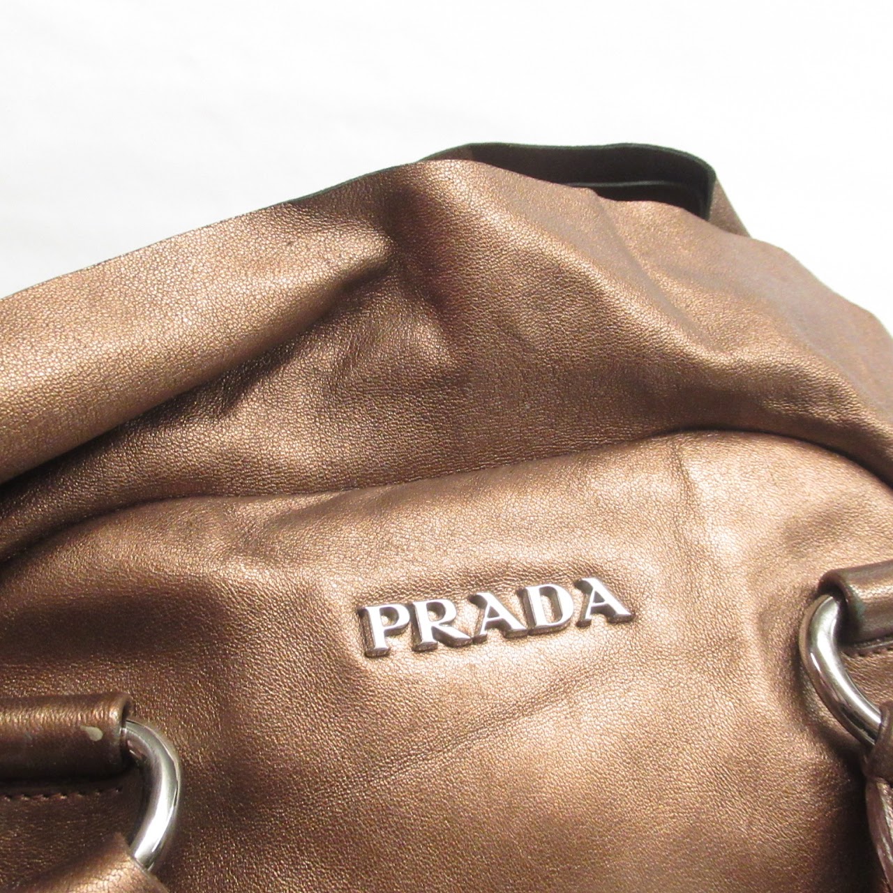 Prada Metallic Brown Leather Handbag