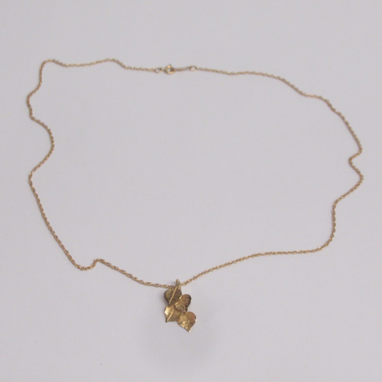 14K Gold Leaf Pendant Necklace