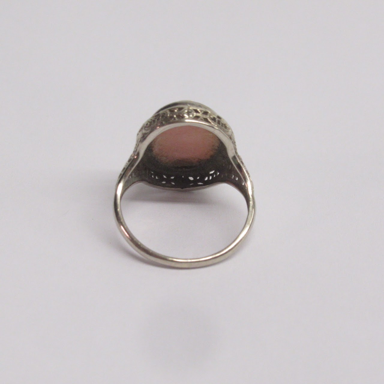 14K White Gold Cameo Ring