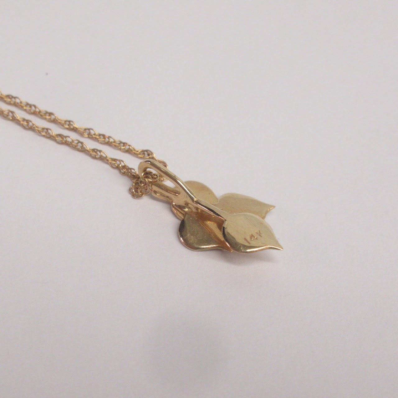 14K Gold Leaf Pendant Necklace