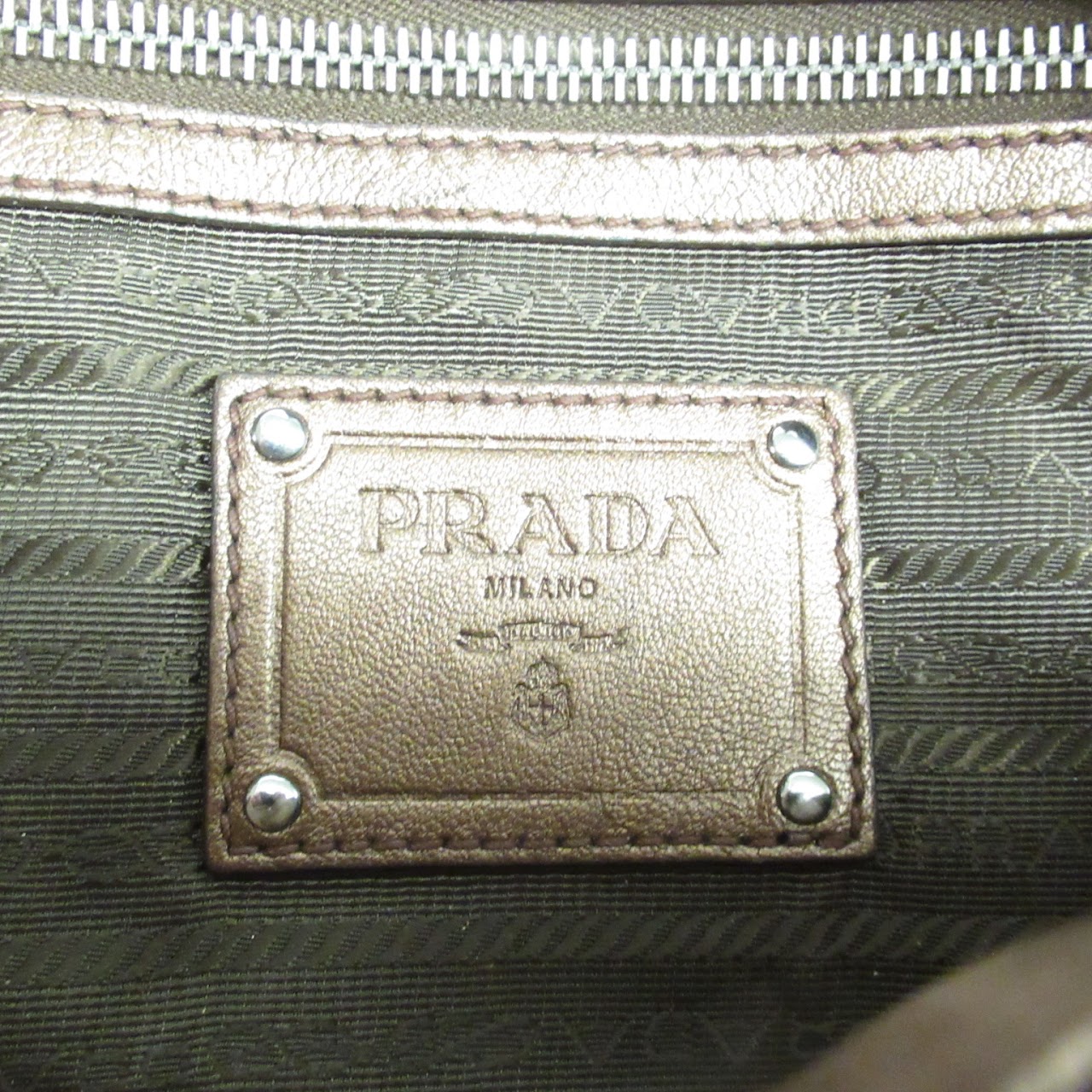 Prada Metallic Brown Leather Handbag